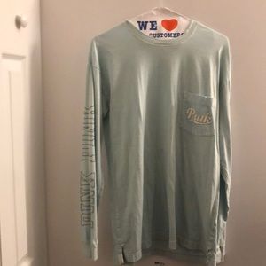 light blue long sleeve pink
